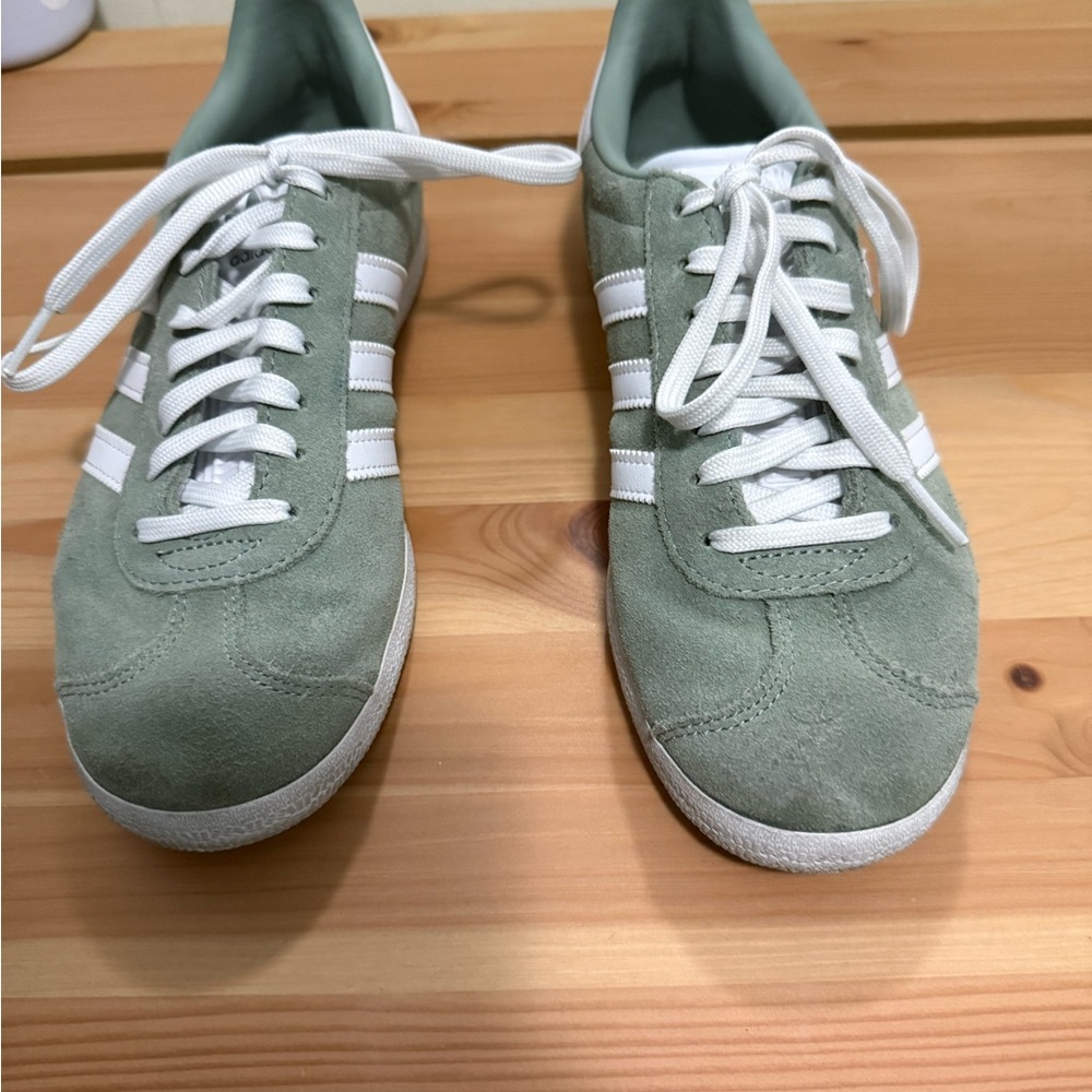 adidas Green Suede Campus Sneakers with White Stripes